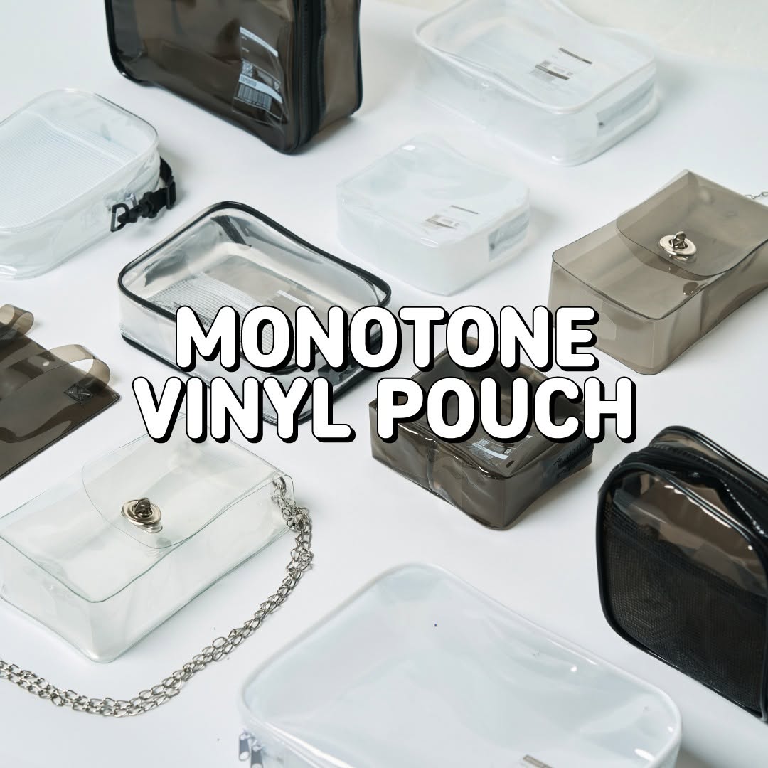 ダイソーのモノクロ系ポーチとバッグ