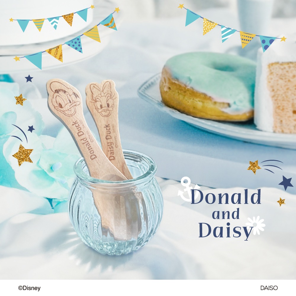 ドナルドダックとデイジーダックの木製スプーン