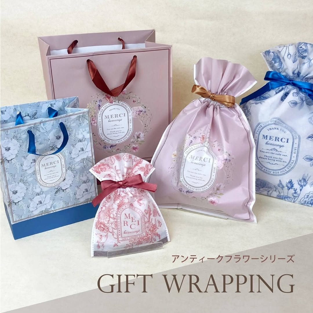 アンティークフラワー柄 ギフトラッピング