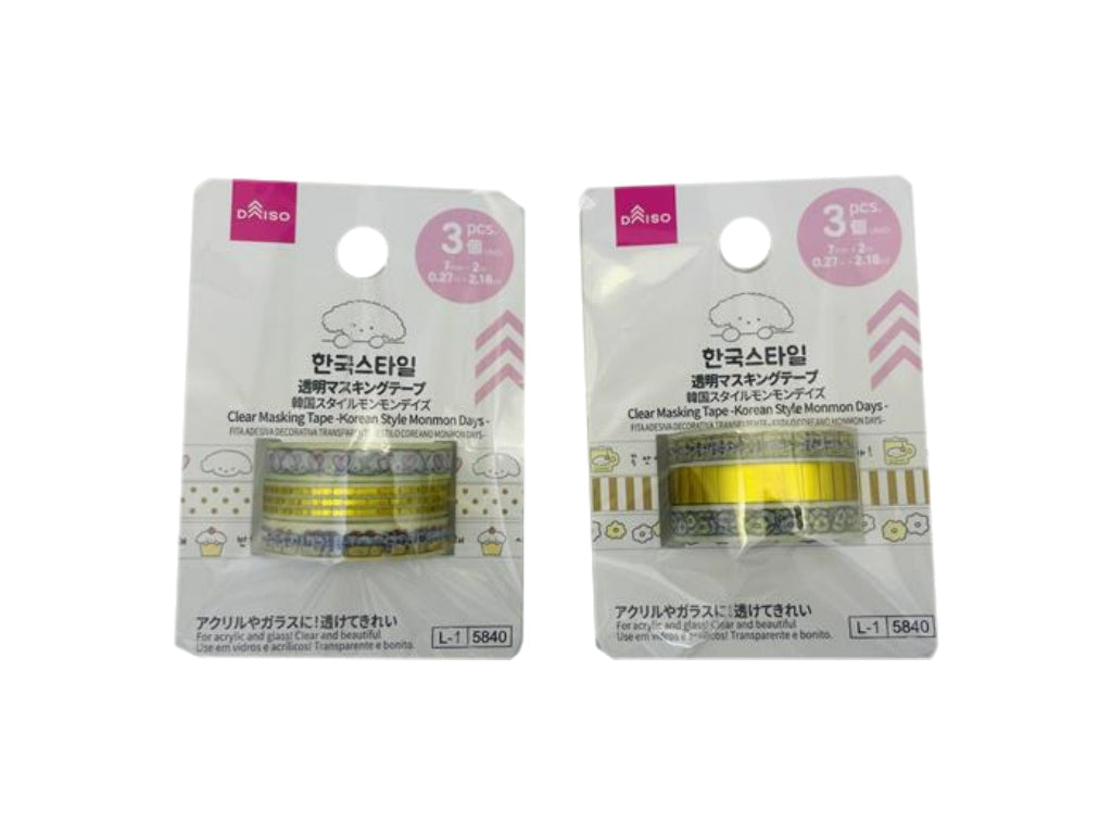 透明マスキングテープ（韓国スタイルモンモンデイズ、３個） ダイソー(DAISO)