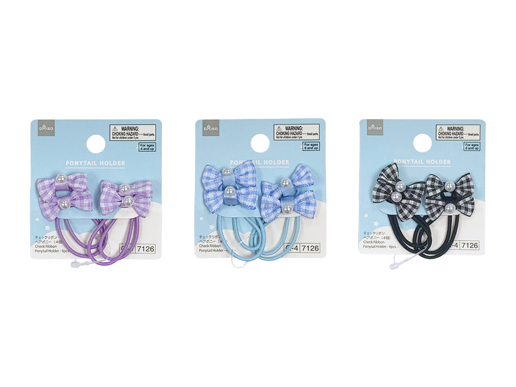 チェックリボンヘアポニー（４個） ダイソー(DAISO)
