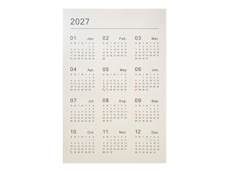 ２０２７年中判カレンダー（シンプル） ダイソー(DAISO)