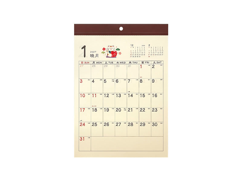 ２０２７年カレンダー（Ａ４、和柄） ダイソー(DAISO)