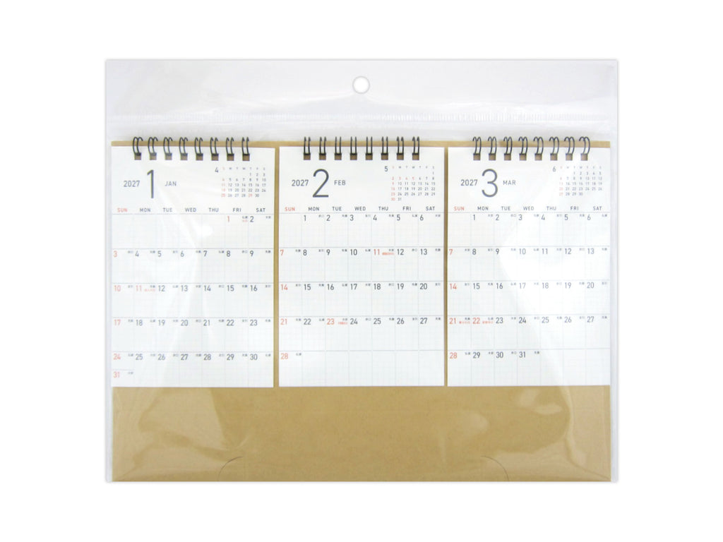 ２０２７年卓上カレンダー（３カ月、シンプル） ダイソー(DAISO)