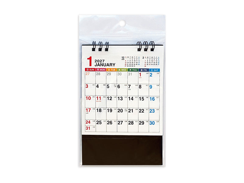 ２０２７年卓上Ｗリングカレンダー（Ｂ７変形、六曜カラー） ダイソー(DAISO)