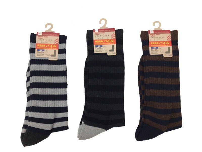 パイル レギュラーソックス（ボーダー、吸湿発熱） ダイソー(DAISO)