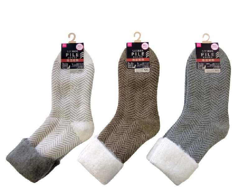 裏起毛パイルソックス（吸湿発熱、暮らし、ヘリンボン） ダイソー(DAISO)