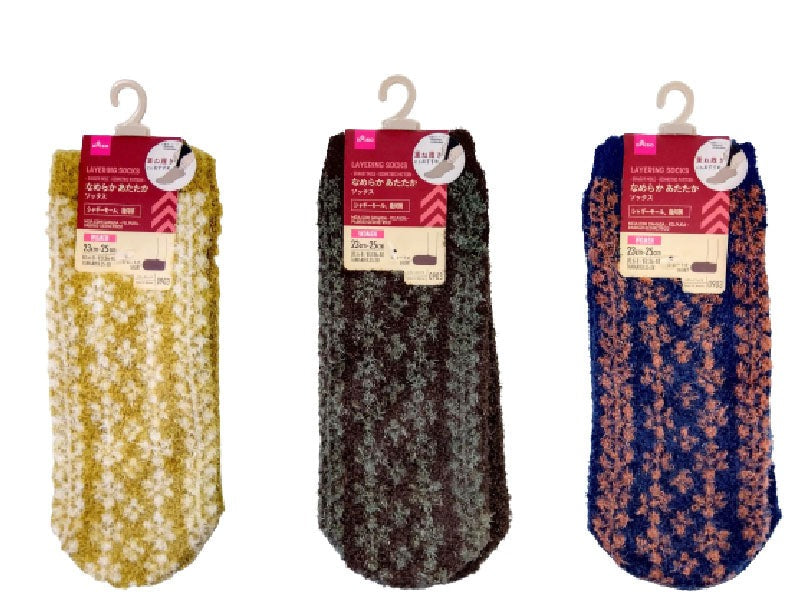 重ね履きソックス（シャギーモール、幾何柄） ダイソー(DAISO)