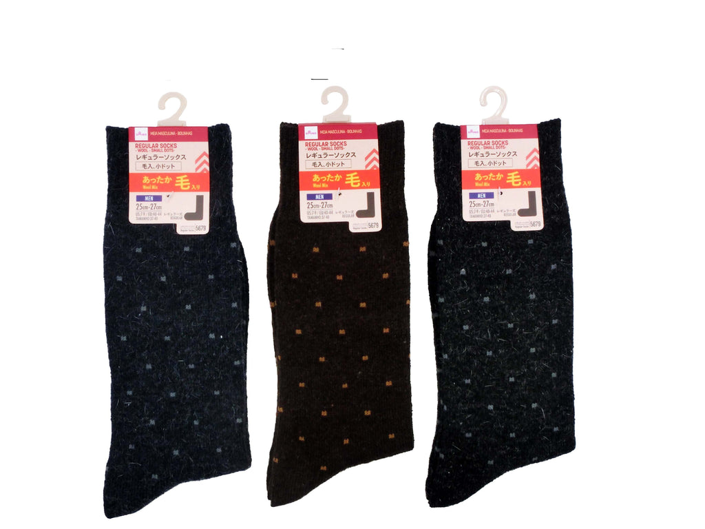 レギュラーソックス（メンズ、毛入、小ドット） ダイソー(DAISO)