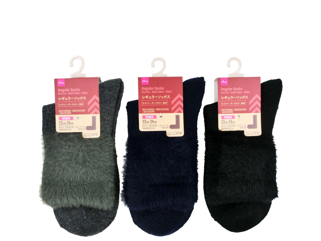レギュラーソックス（レディース、エコファー、ダークカラー、無地） ダイソー(DAISO)