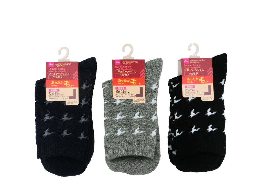 レギュラーソックス（レディース、毛入、千鳥格子） ダイソー(DAISO)