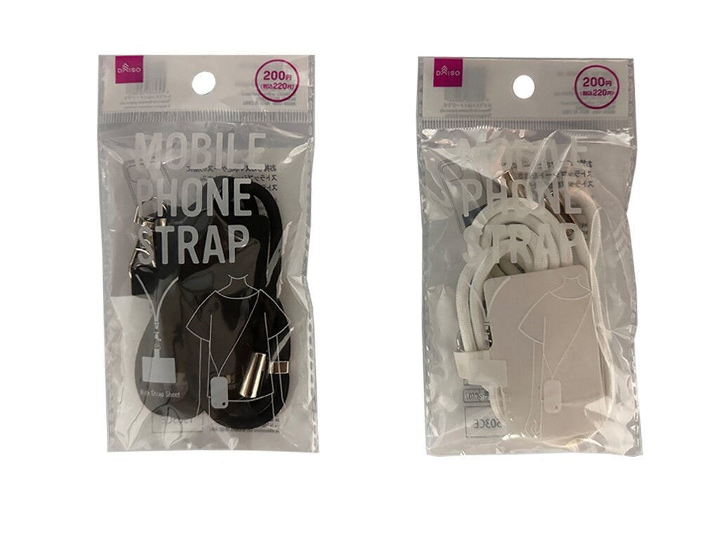 スマホ差込シート付ストラップ（白黒アソート） ダイソー(DAISO)