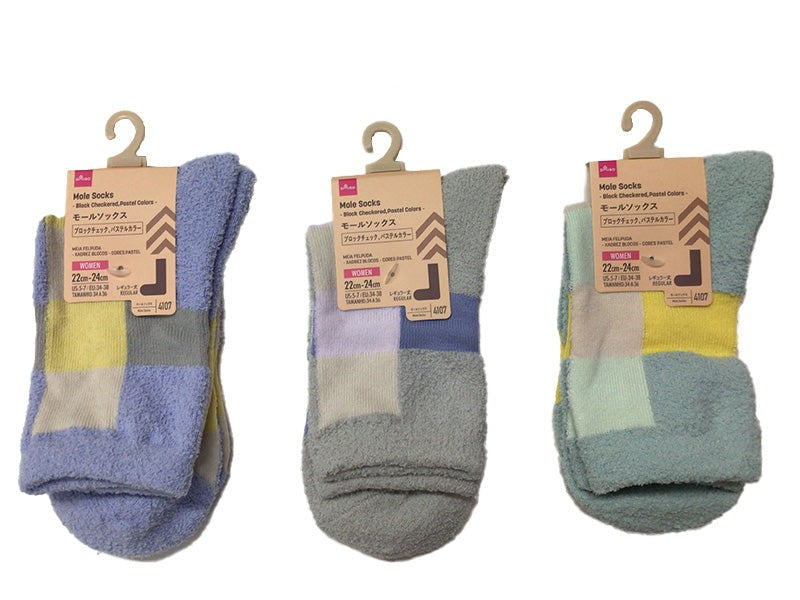 モールソックス（ブロックチェック、パステルカラー） ダイソー(DAISO)