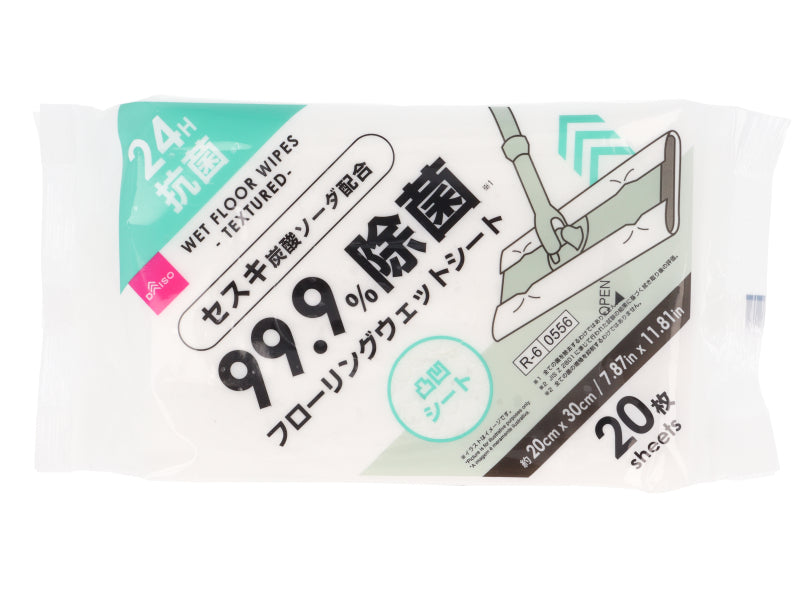 フローリングウェットシート（２０枚、凸凹シート、２４Ｈ抗菌） ダイソー(DAISO)