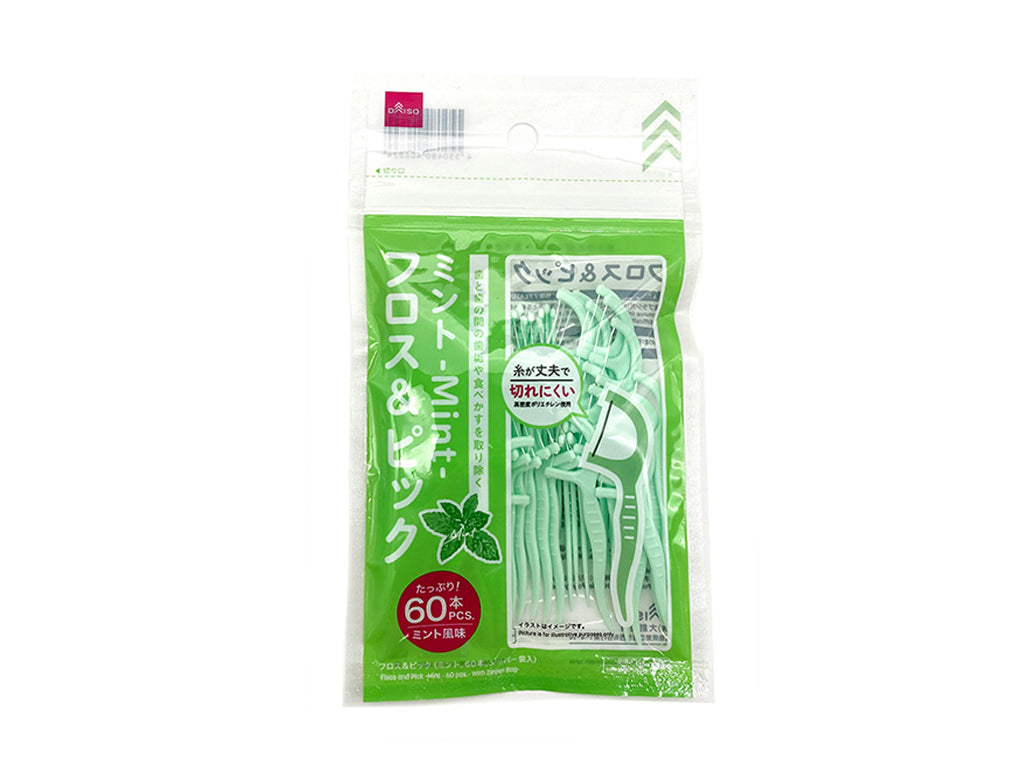 フロス＆ピック（ミント、６０本、ジッパー袋入） ダイソー(DAISO)