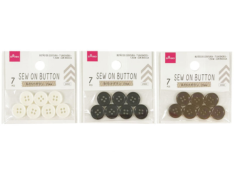 糸付けボタン（７個、ベーシックカラー） ダイソー(DAISO)