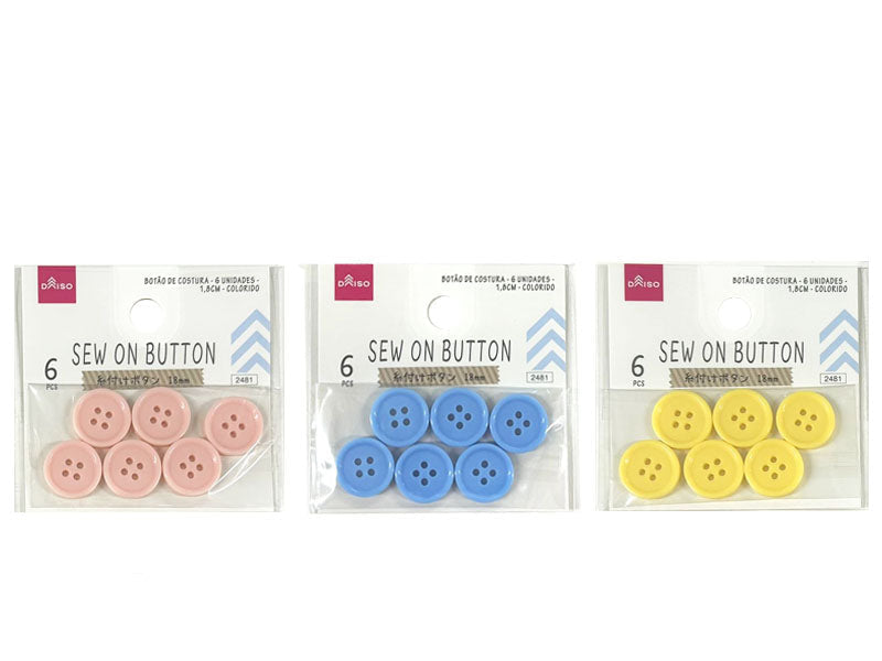 糸付けボタン（６個、カラー） ダイソー(DAISO)