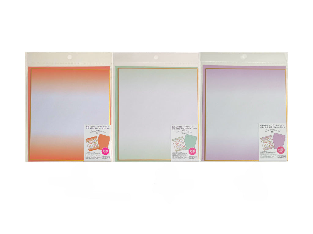 色紙（封筒付、グラデーション、赤色、緑色、紫色） ダイソー(DAISO)