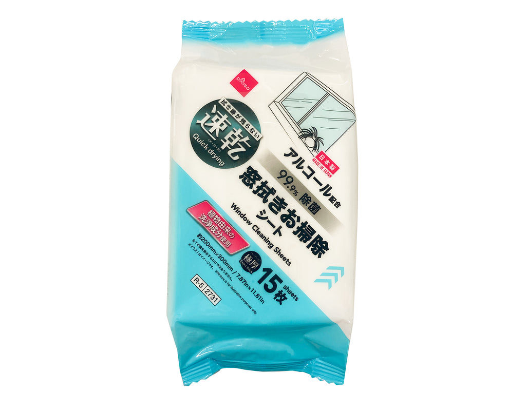 窓ふきシート（１５枚、速乾、除菌、極厚） ダイソー(DAISO)