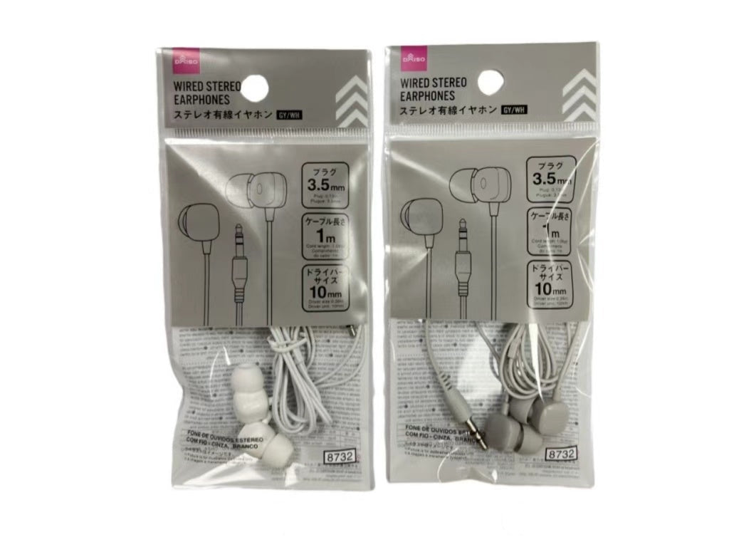 ステレオ有線イヤホン（ＧＹ、ＷＨ） ダイソー(DAISO)