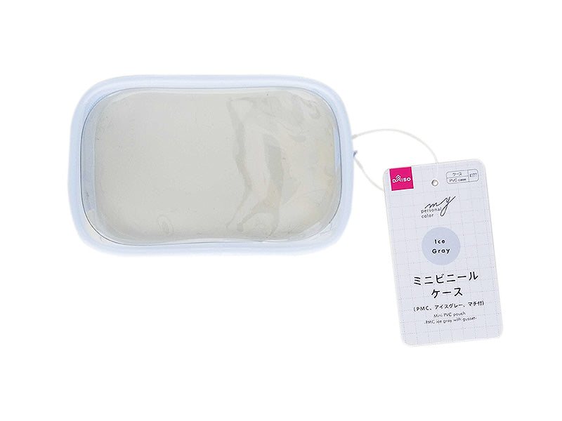 ミニビニールケース（ＰＭＣ、アイスグレー、マチ付） ダイソー(DAISO)