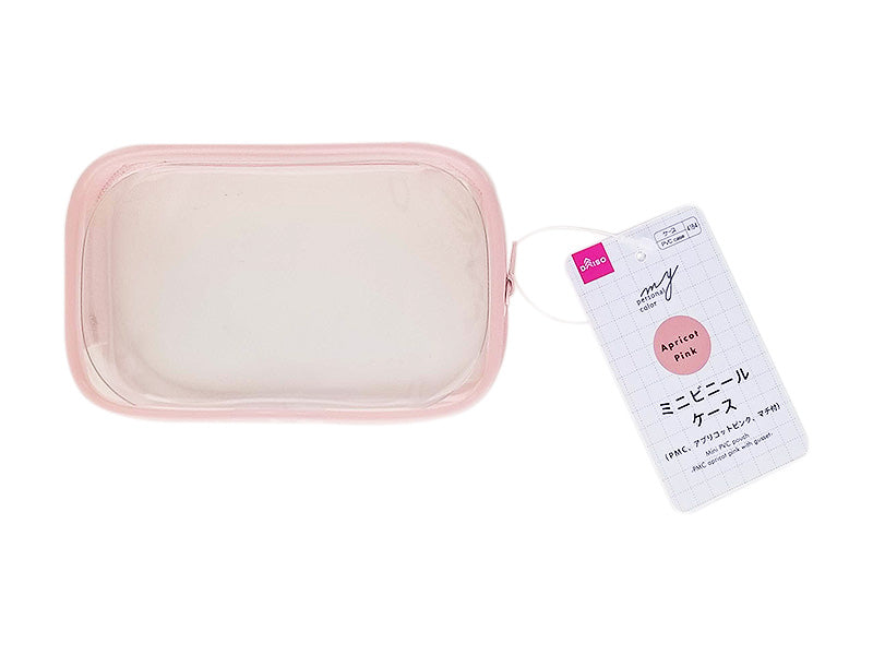 ミニビニールケース（ＰＭＣ、アプリコットピンク、マチ付） ダイソー(DAISO)