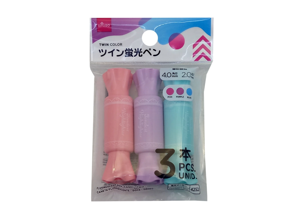 蛍光ペン（キャンディー、ツイン、３本） ダイソー(DAISO)