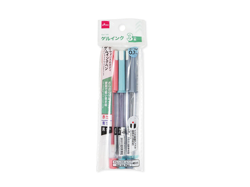 握りやすい太めボディ ゲルインクペン（黒、赤、青、３本） ダイソー(DAISO)