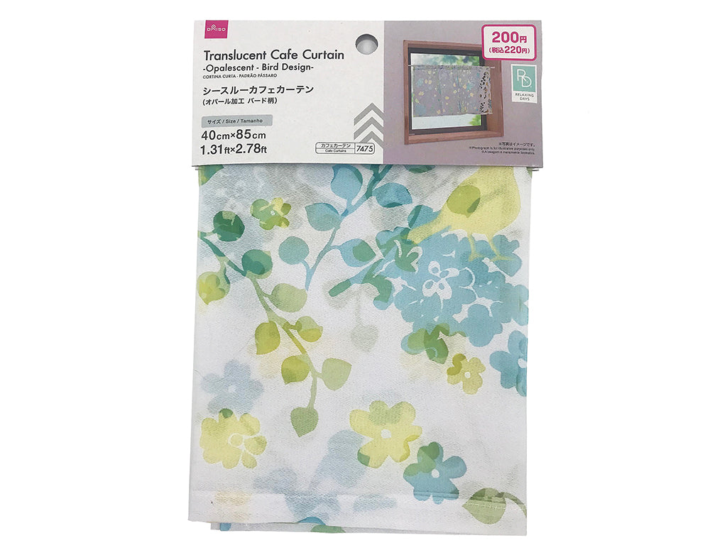 シースルーカフェカーテン（オパール加工、バード柄） ダイソー(DAISO)