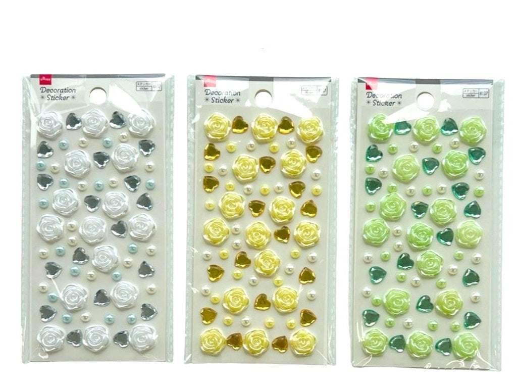 デコレーションシール（バラ、ホワイト、イエロー、グリーン） ダイソー(DAISO)