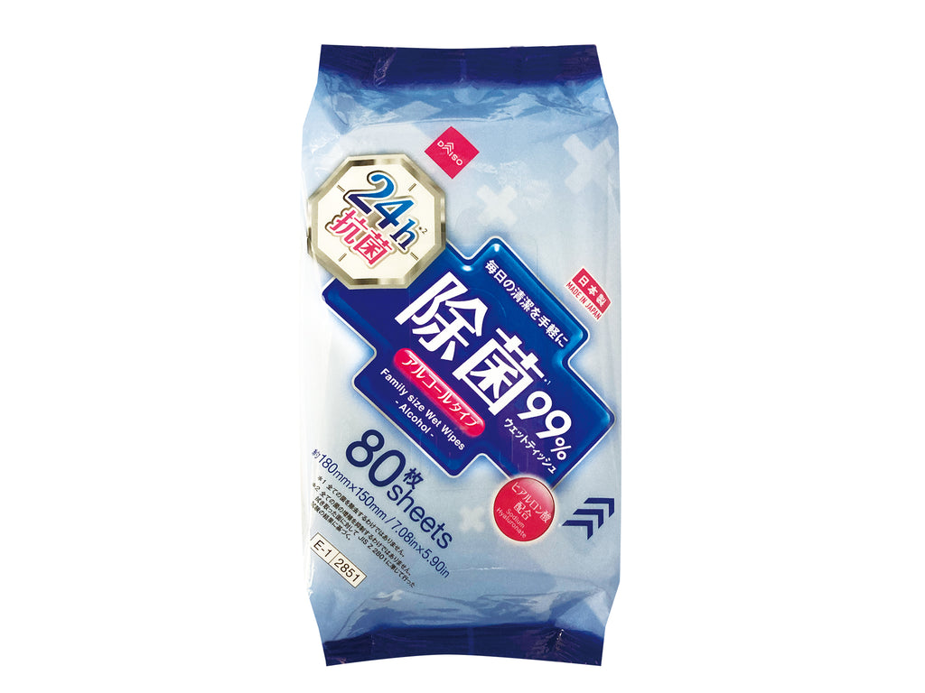除菌ファミリーウェット（アルコール、８０枚、抗菌） ダイソー(DAISO)