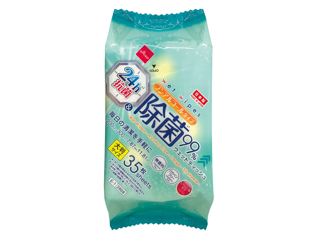 ノンアルコール除菌ウェットシート（大判、３５枚、２４ｈ抗菌） ダイソー(DAISO)