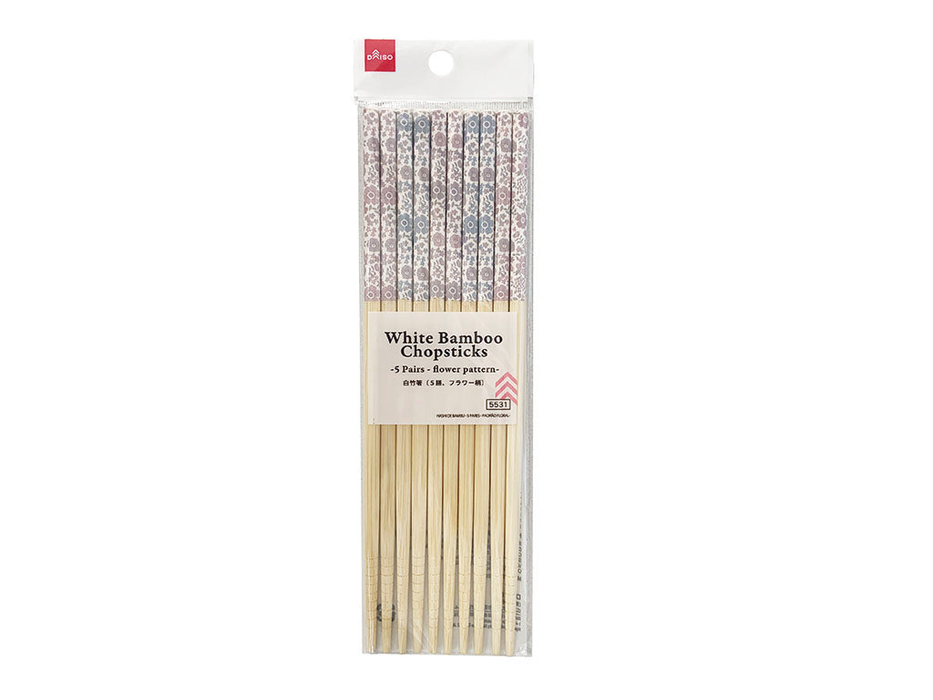 白竹箸（５膳、フラワー柄） ダイソー(DAISO)