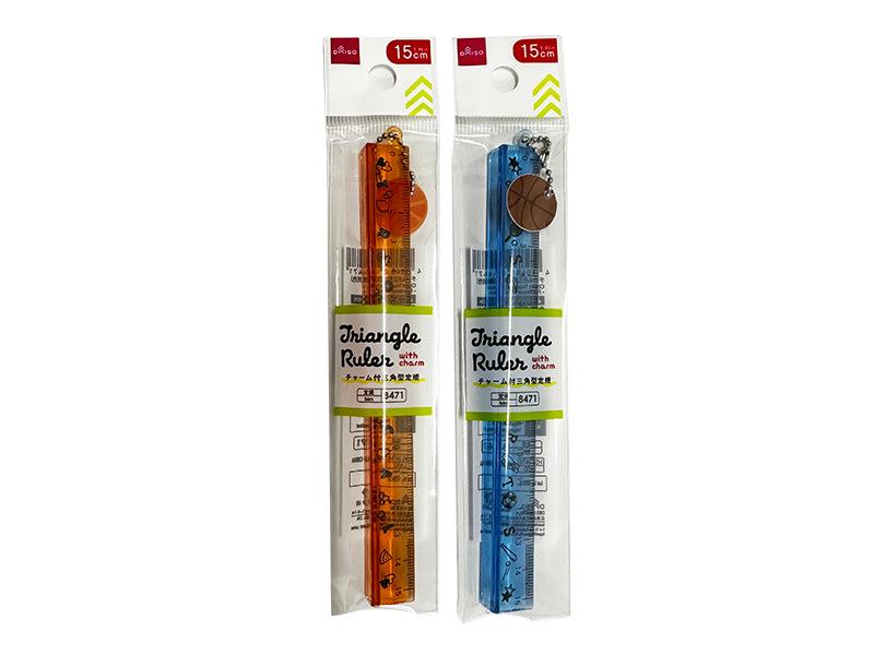 チャーム付三角型定規（蛍光色） ダイソー(DAISO)