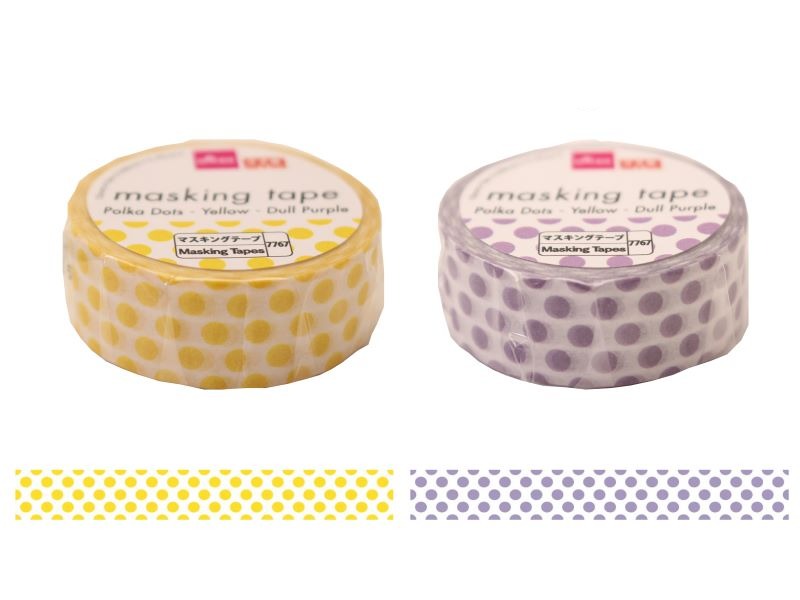 マスキングテープ（ドット、イエロー、ダルパープル） ダイソー(DAISO)