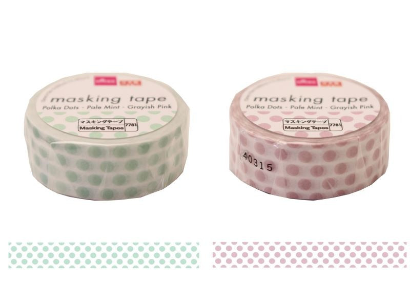 マスキングテープ（ドット、ペールミント、グレイッシュピンク） ダイソー(DAISO)