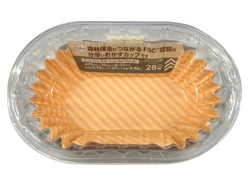 分厚いおかずカップ（ストライプ柄、小判、２８枚） ダイソー(DAISO)