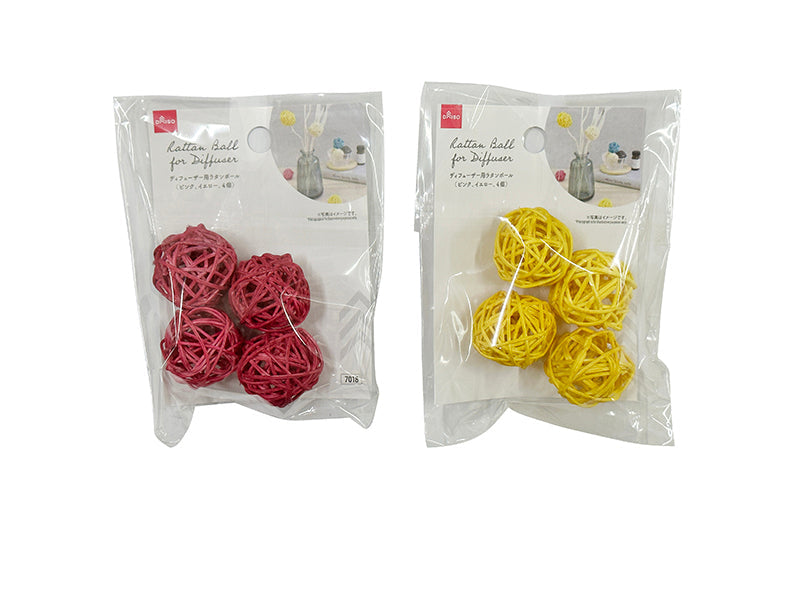 ディフューザー用ラタンボール（ピンク、イエロー、４個） ダイソー(DAISO)