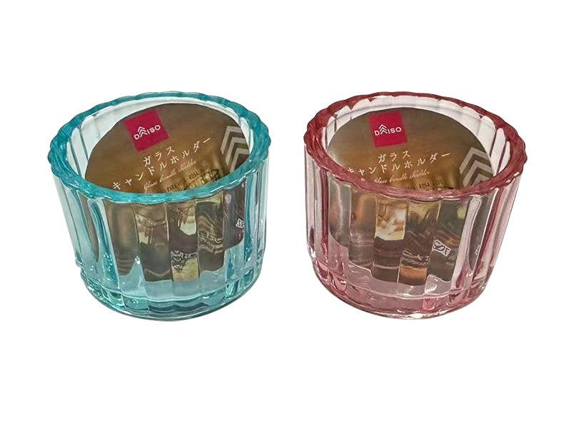 ガラスキャンドルホルダー（ピンク、ブルー） ダイソー(DAISO)