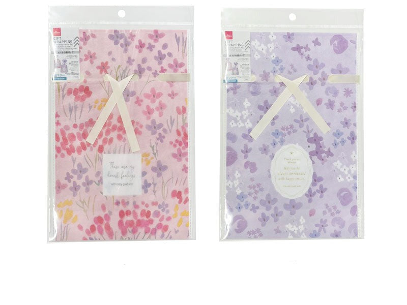 底マチ巾着バッグ（水彩フラワー） ダイソー(DAISO)