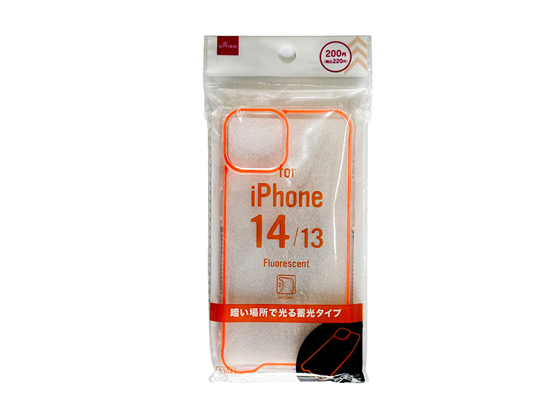 蓄光スマホケース（１４＆１３、オレンジ） ダイソー(DAISO)