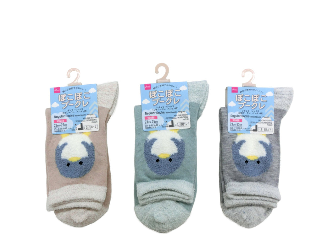 レギュラーソックス（立体ブークレ、ペンギン柄） ダイソー(DAISO)