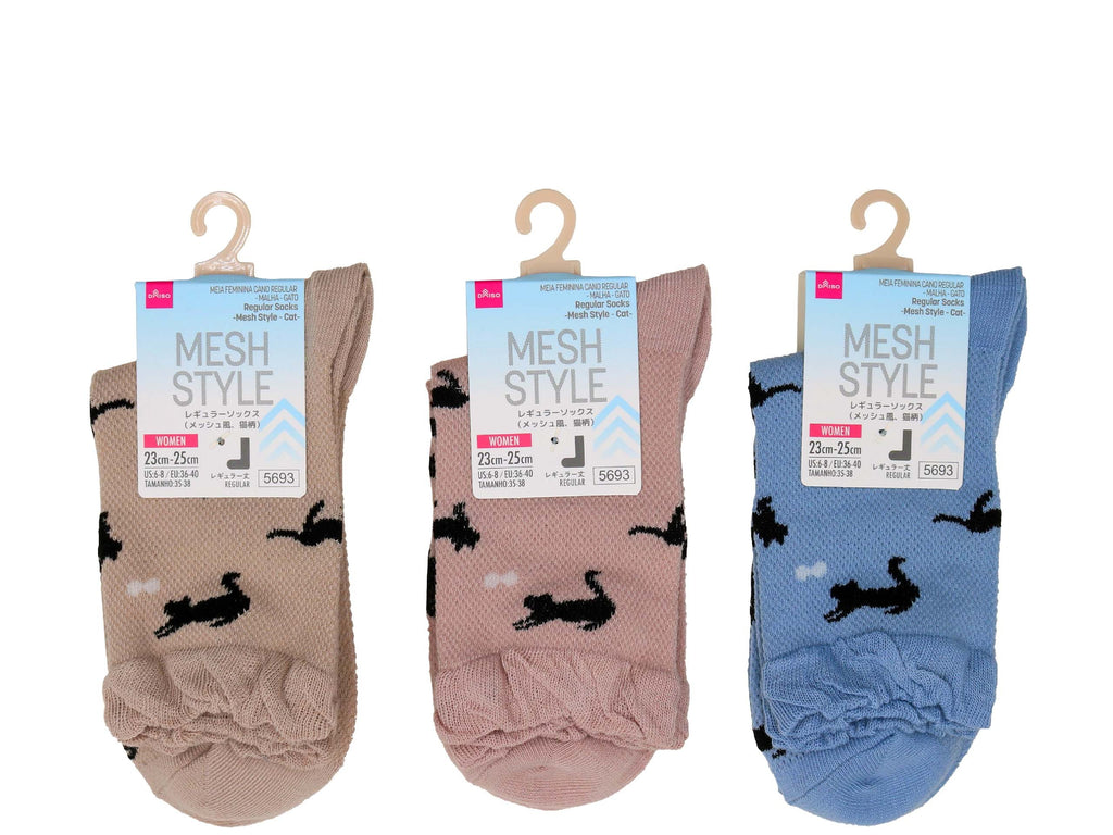 レギュラーソックス（メッシュ風、猫柄） ダイソー(DAISO)