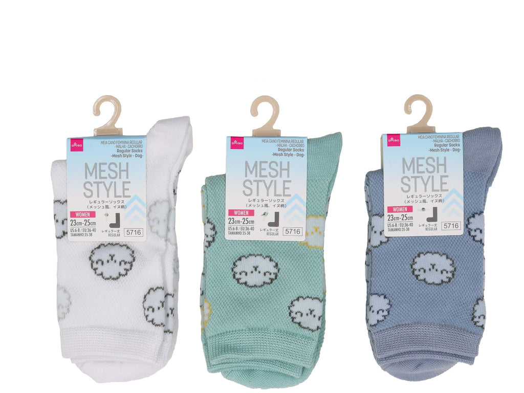 レギュラーソックス（メッシュ風、イヌ柄） ダイソー(DAISO)