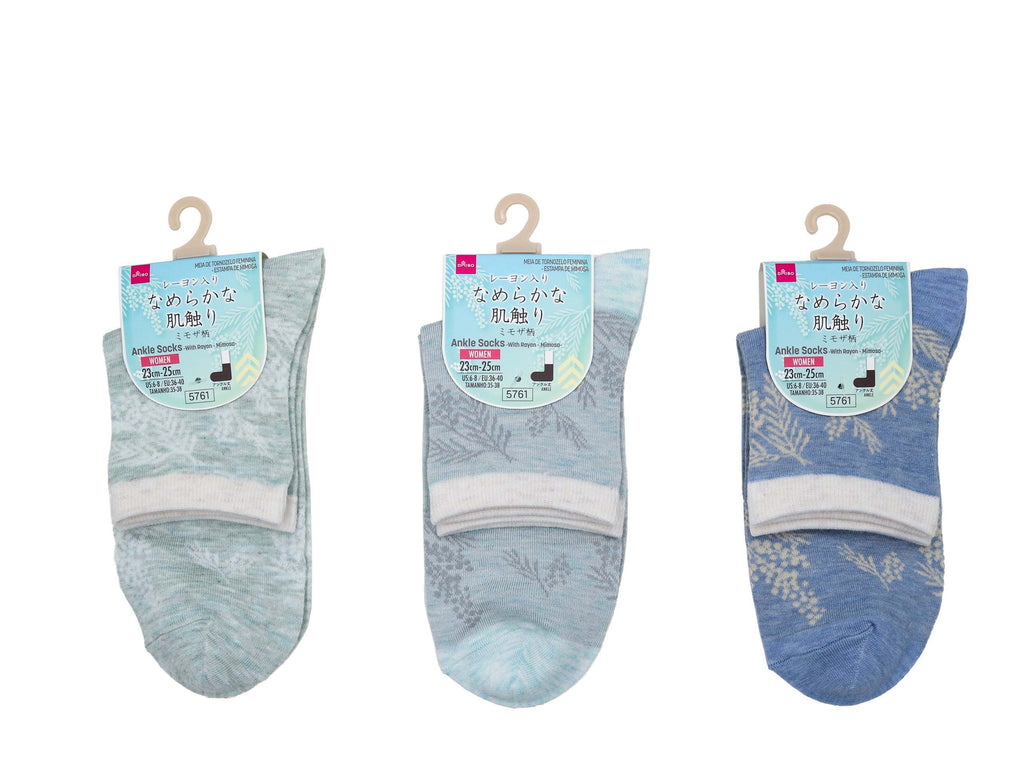 アンクルソックス（レーヨン入、ミモザ柄） ダイソー(DAISO)
