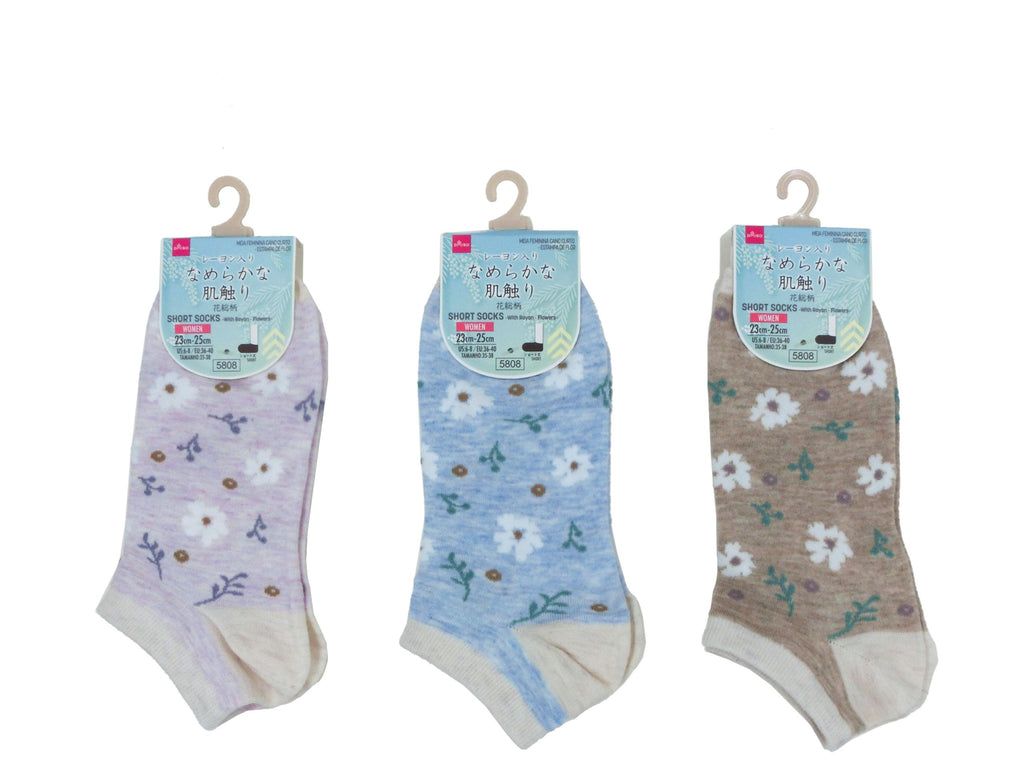 ショートソックス（レーヨン入、花総柄） ダイソー(DAISO)