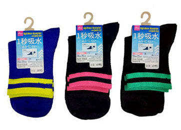 １秒吸水ソックス（レディース、粗メッシュ、アンクル丈、２本ライン） ダイソー(DAISO)