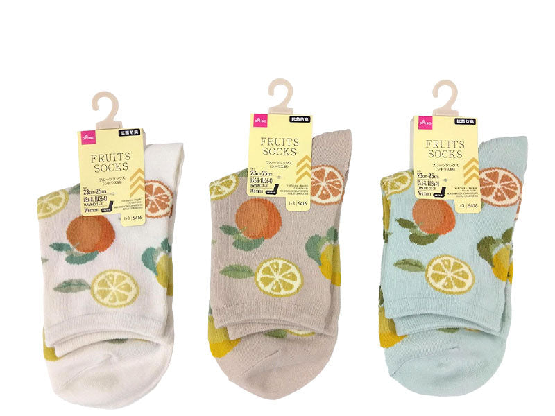 フルーツソックス（レギュラー丈、抗菌防臭、シトラス柄） ダイソー(DAISO)