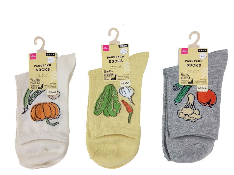 モチーフソックス（レギュラー丈、抗菌防臭、かぼちゃ、白菜、カリフラワー） ダイソー(DAISO)