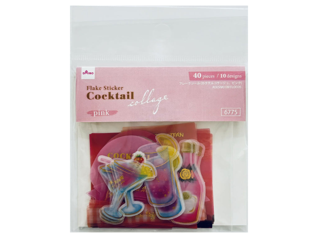 フレークシール（カクテルコラージュ、ピンク） ダイソー(DAISO)